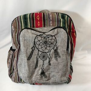 Bohemian Dream Catcher Printed Natural Hemp Backpack